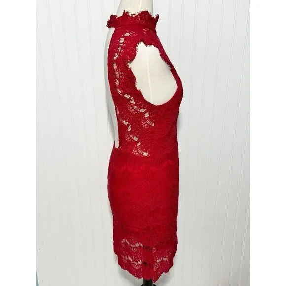 Intimately Free People Women's Daydream Lace Mini Dress Red‎ Medium - Picture 7 of 12
